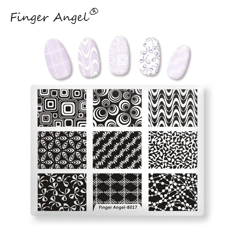 Finger Angel 1PCS Nail Art Stamping Plates Flower Pattern Image Plate Hot Sales Rectangle Printing Template Mix Designs