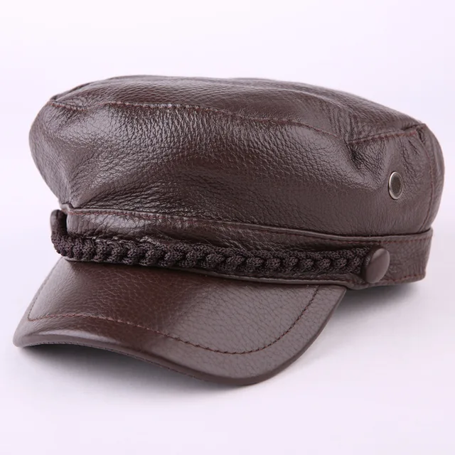 leather winter hat