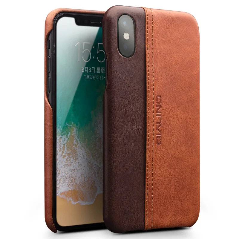 

QIALINO Genuine Leather Phone Case for iPhone X Fashion Luxury Ultrathin with Card Slot Back Cover for iPhone X for 5.8 inch