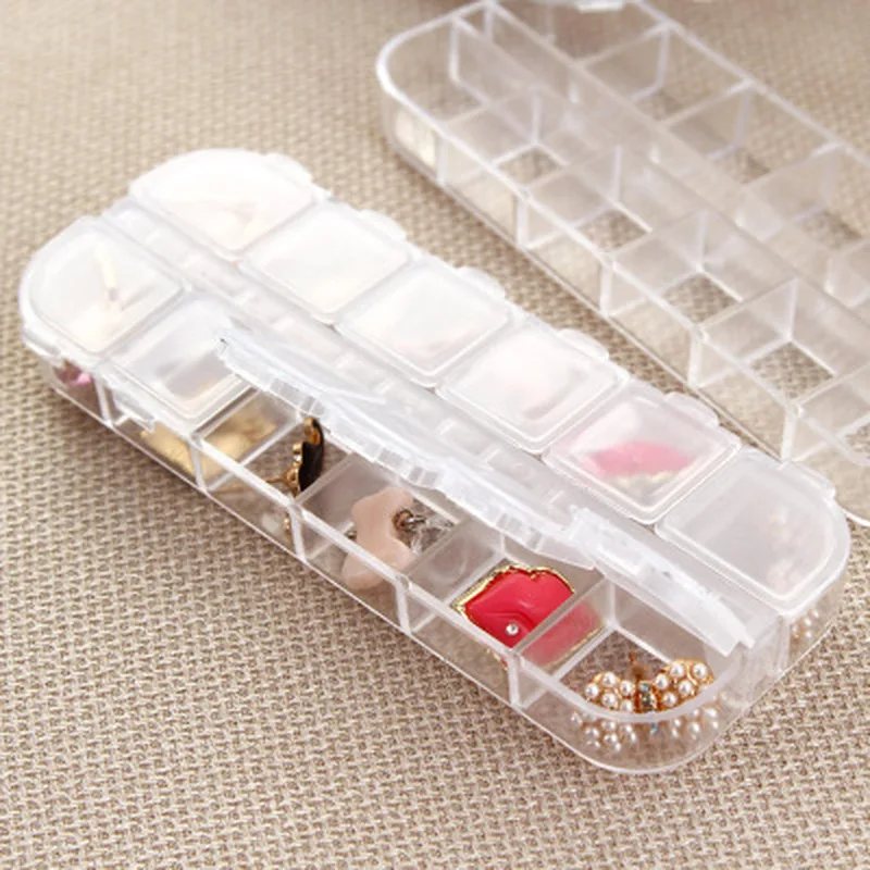 

Clear Empty 12 Slots Clear Divided Storage Box Jewerly Nail Art Tips Rhinestone Small Beads Case Organizer Storage Box Container