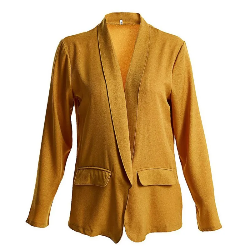 Autumn Fashion Solid Color Slim Blazer Women Jacket Female Work Office Lady Long Sleeve Business Blazer Coat Feminino
