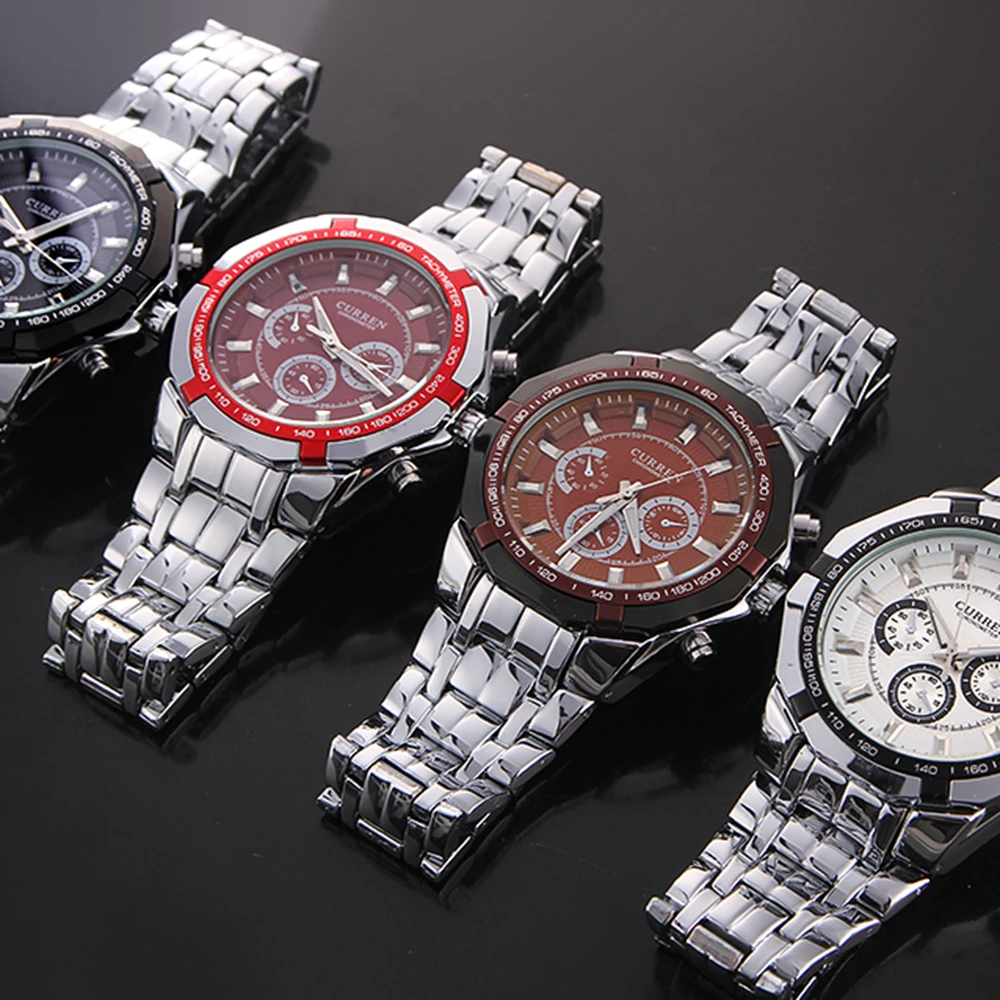 Curren Men Business Watch Clock Mens Watches Top Brand Military Full Stainless Steel Quartz Wrist W