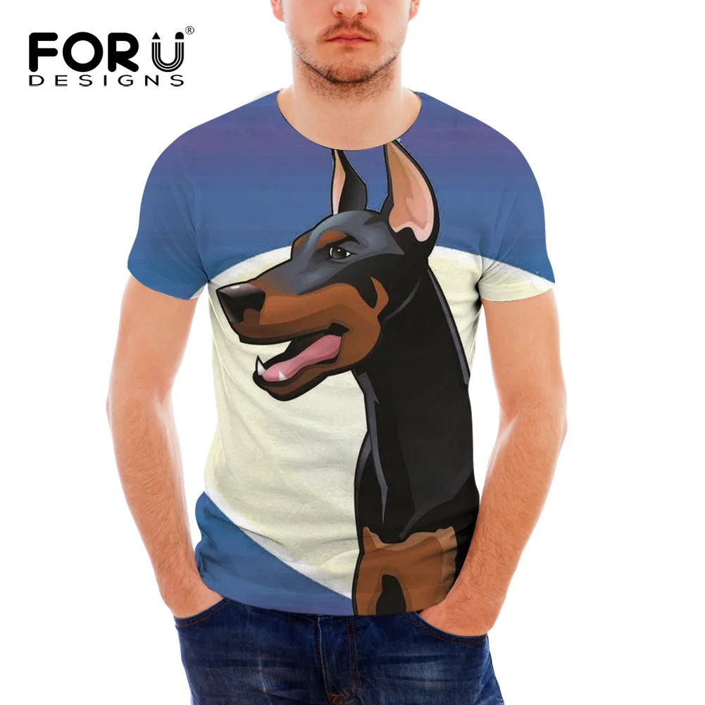 

FORUDESIGNS Summer Tops Tees Men Doberman Dog Printing T Shirt Teenagers Casual Short Sleeve Tee Shirt for Males Funny T-shirt
