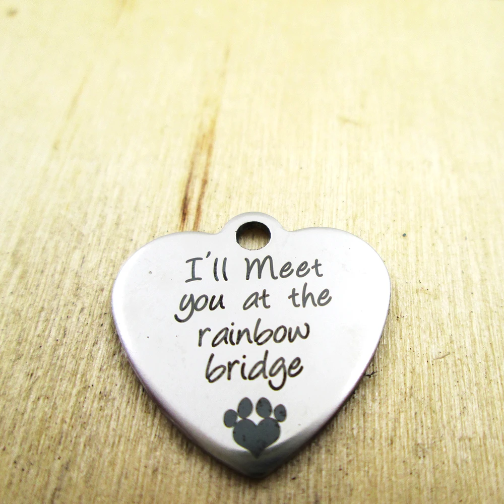 20pcslot Ill Meet You At The Rainbow Bridge Stainless Steel Charms