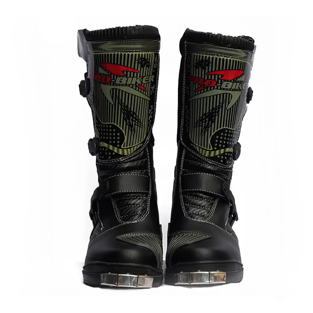 PRO-BIKER/мотоциклетные ботинки; мужские ботинки для мотокросса из искусственной кожи; гоночные ботинки для мотогонок; черные гоночные ботинки до середины икры; Водонепроницаемая Байкерская обувь - Цвет: Black