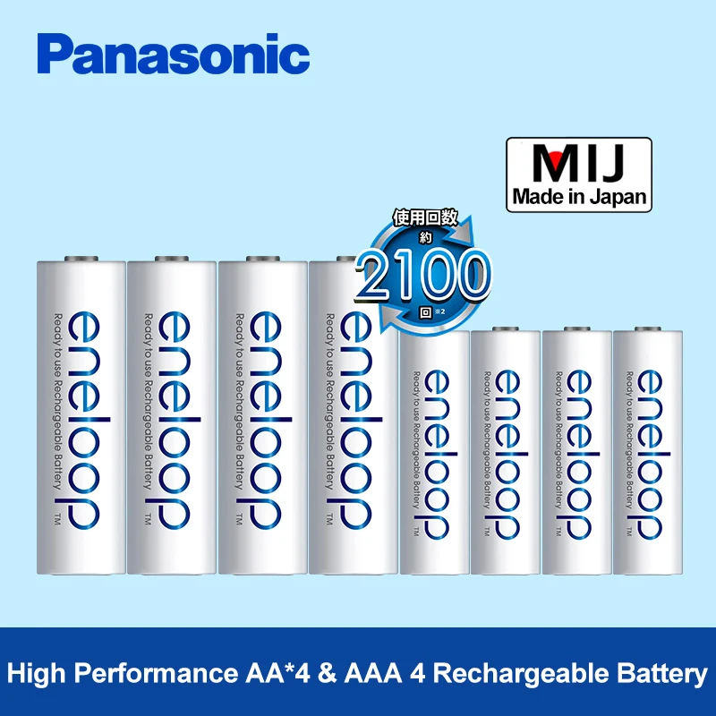 Panasonic eneloop 4 aa(2000 mAh)+ 4 aaa(800 mAh) никель-металл-гидридные аккумуляторные батареи 1,2 v precharge цифровой аккумулятор для игрушек камеры