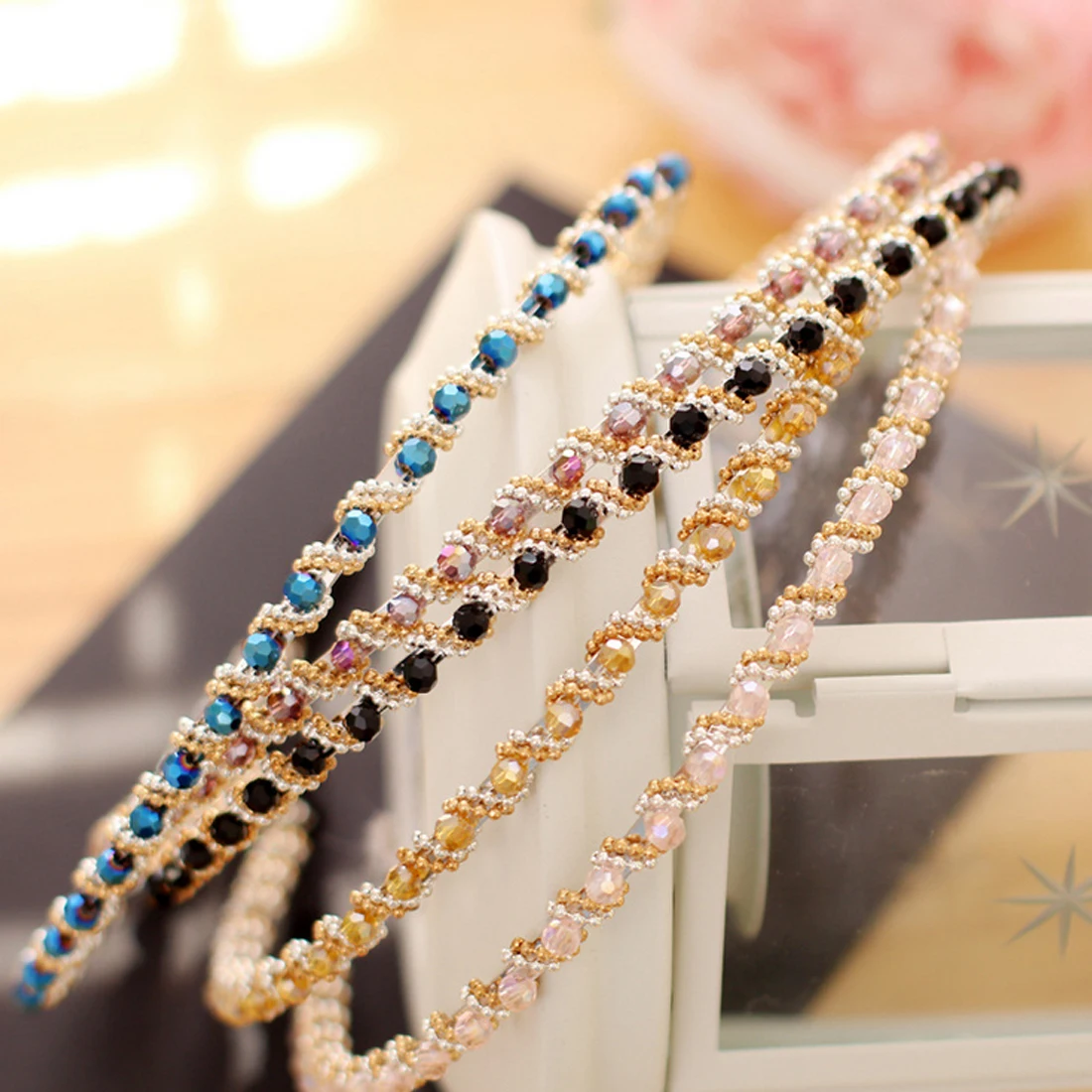 

Charming Fashion Crystal Rhinestone Hairband Head Piece Hair Braider Styling Tools Accessories for Women Lady Girl