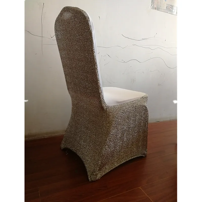 

gold sequin glitter chair covers for weddings decoration