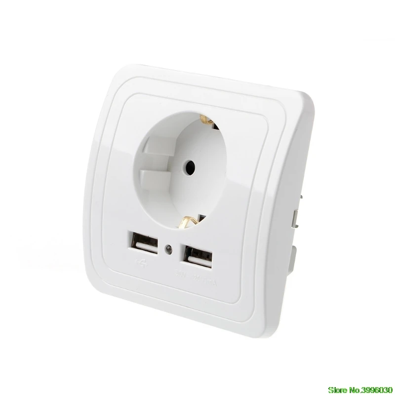 

Dual USB Port 5V 2A Electric Wall Charger Adapter EU Plug Socket Switch Power Charging Outlet