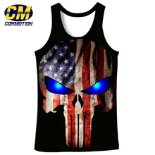 Крутой череп с американским флагом печатные модные 3D Майки Топы