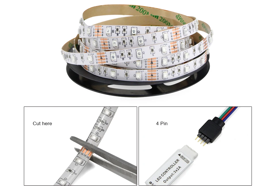 1 м, 2 м, 3 м, 4 м, 5 м, водонепроницаемая светодиодная лента с USB и RGB декором, 2835 SMD, 5 В, HD ТВ, лампа с подсветкой, плоский экран, ЖК-телевизор, настольный ПК, смещенное освещение