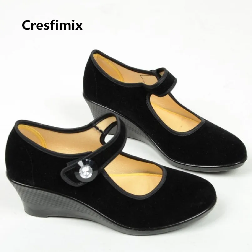 Cresfimix Confortable Hôtel De Taille Compensé Travail Accrue Noir Mode Femme Chaussures Talon Danse b A Dame A2387 1EwEWqr8U