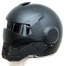 Черный шлем MASEI IRONMAN, Железный человек, мотоциклетный шлем, полушлем с открытым лицом, шлем для мотокросса, размер 610: M, L, XL