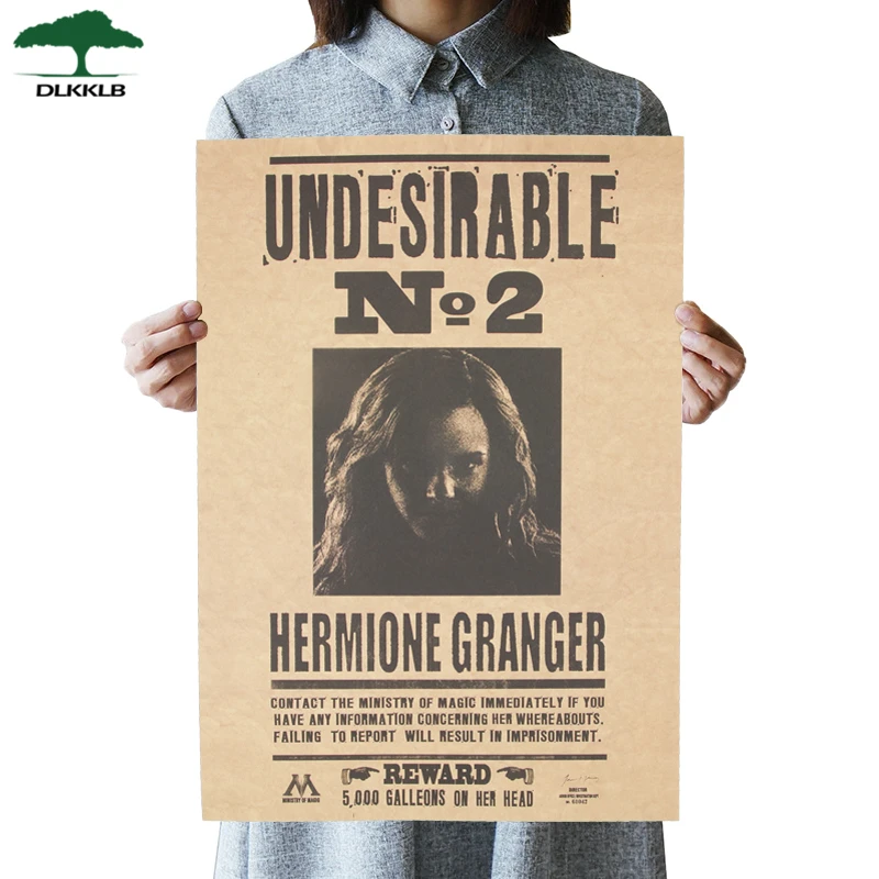 

Dlkklb Classic Movie Poster Famous Novel Undesirable No 2 Hermione Jane Granger Retro Kraft Wall Stickers Daily Prophet 42x30cm