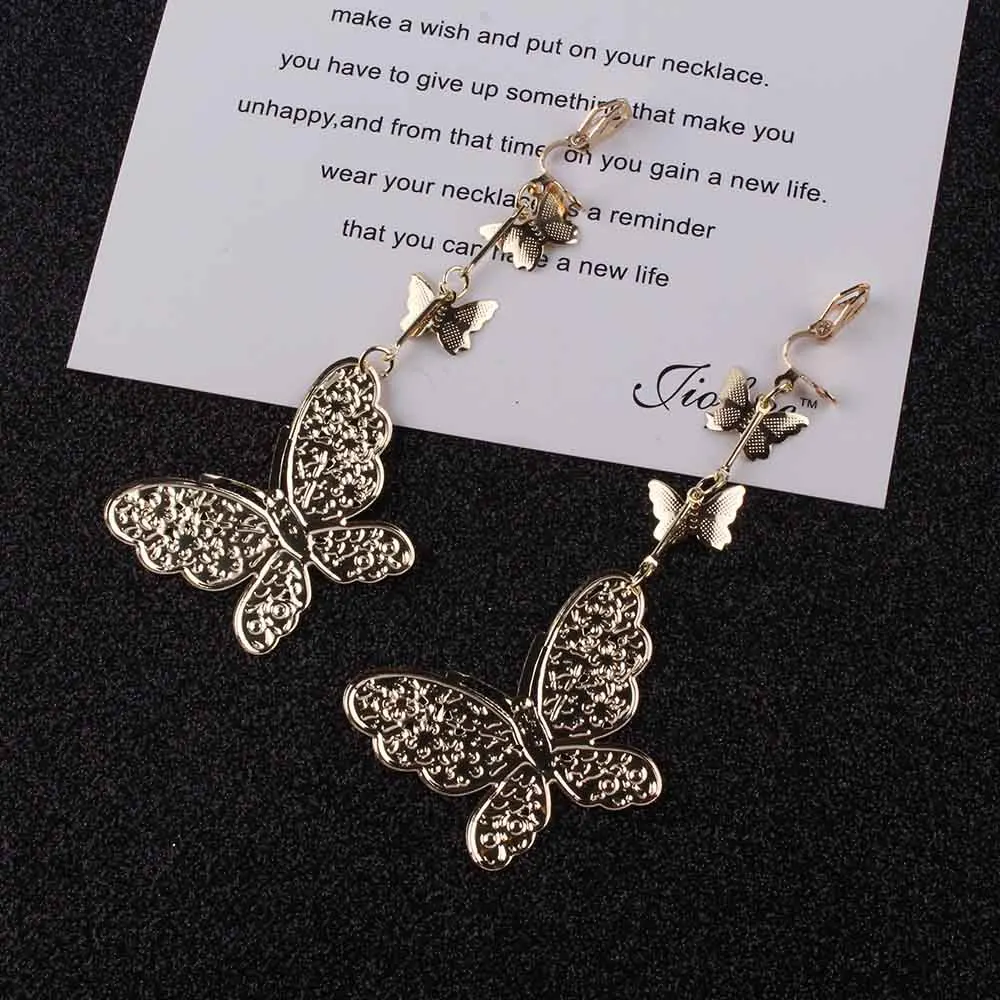 

charm Clip On Earrings Without Piercing metal Butterfly Shape Party Clip Earrings for Women Jewelry Gift