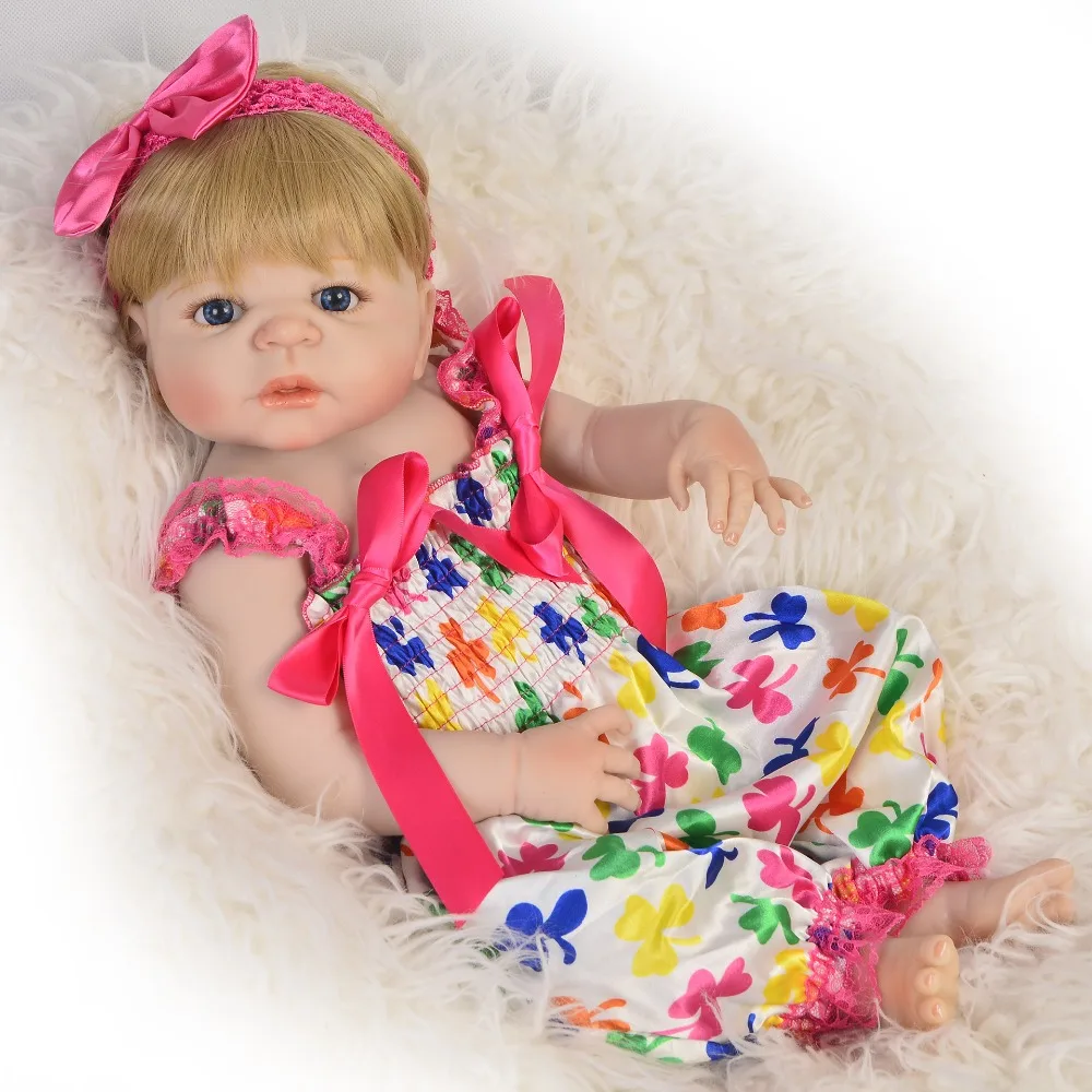 

57cm Full Body Silicone Reborn Babies Doll Toys Lifelike 23" blonde princess newborn baby adorable kids birthday gift toys