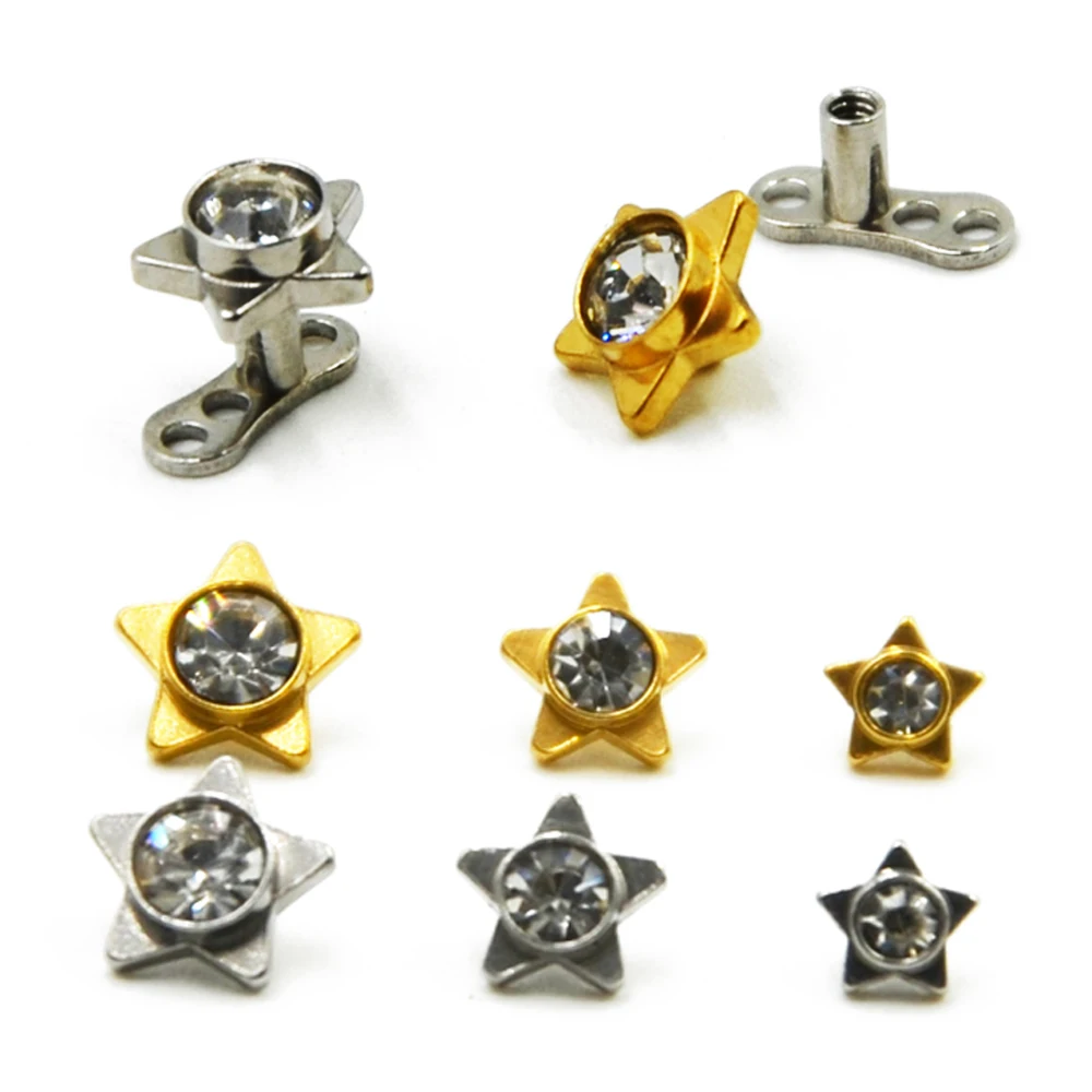 Ювелирные изделия для пирсинга из хирургической стали с фианитом|dermal piercing|dermal