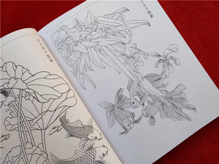 Новая китайская живопись линии, альбом для рисования цветной карандаш цветок птицы и насекомое раскраска книга гравировка шаблон для