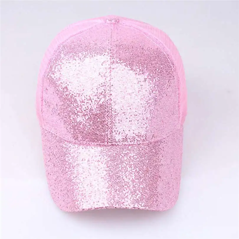 New Fashion Unisex Women Casual Daily Ponytail Baseball Cap Sequins Shiny Messy Bun Snapback Hat Sun Classics Caps #4F03 (3)