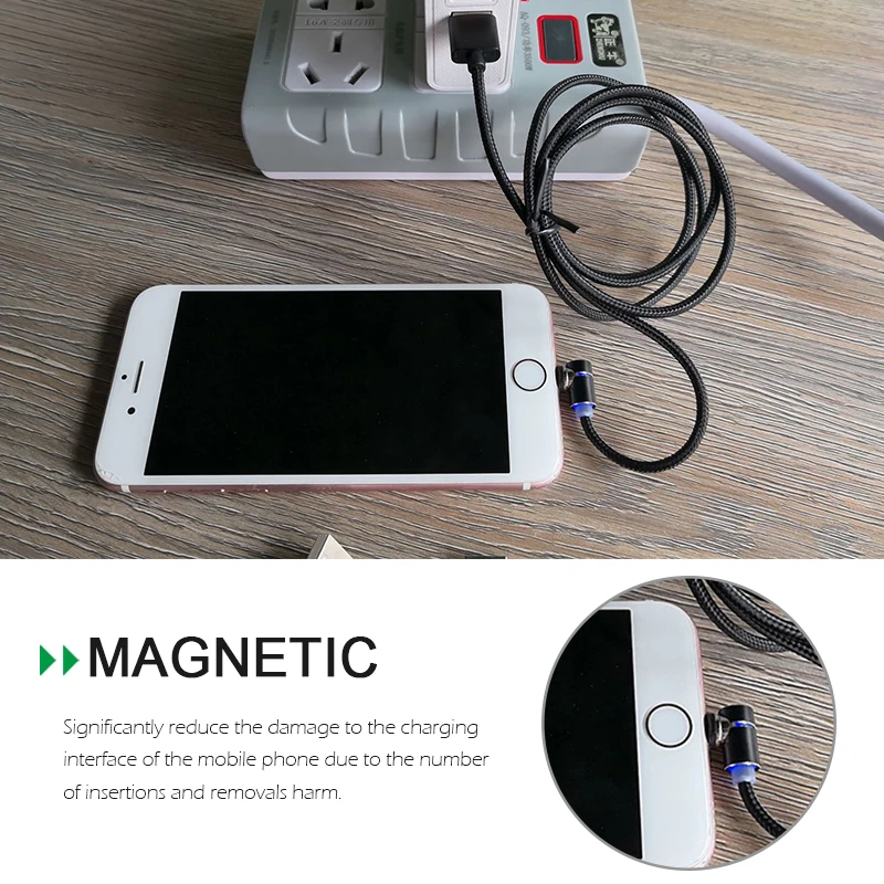 USB مغناطيسي صغير كابل و USB نوع C الروبوت iOS كابل البيانات مزامنة النايلون مضفر LED مؤشر المغناطيس كابل الشاحن USB