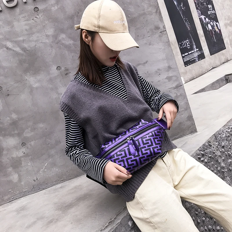 الأزياء شريط نمط الخصر حزمة للنساء حزمة مراوح عالية الجودة بو الجلود Crossbody حقيبة المرأة سستة محفظة و أكياس الهاتف