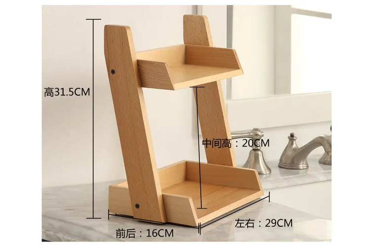 Деревянные полки для хранения в ванной, полка для косметики, многоэтажная бытовая продукция, Европейский ручной работы из бука, Настольный Органайзер