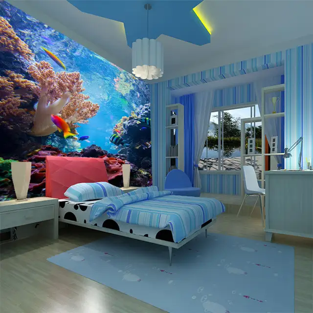 Online Beibehang Large Scale Murals Wallpaper Underwater Beibehang Large Scale Murals Wallpaper Underwater World Theme Room Marine Fish Children S