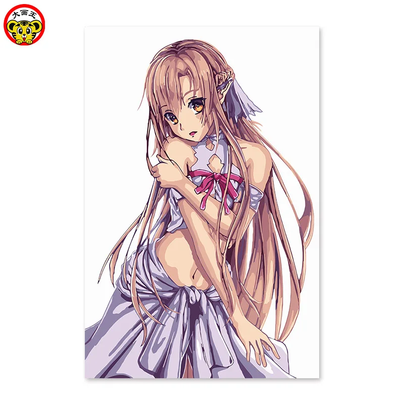 

painting by numbers art paint by number Beautiful, sexy, little beauty, long hair DIY, drawing on the cloth by