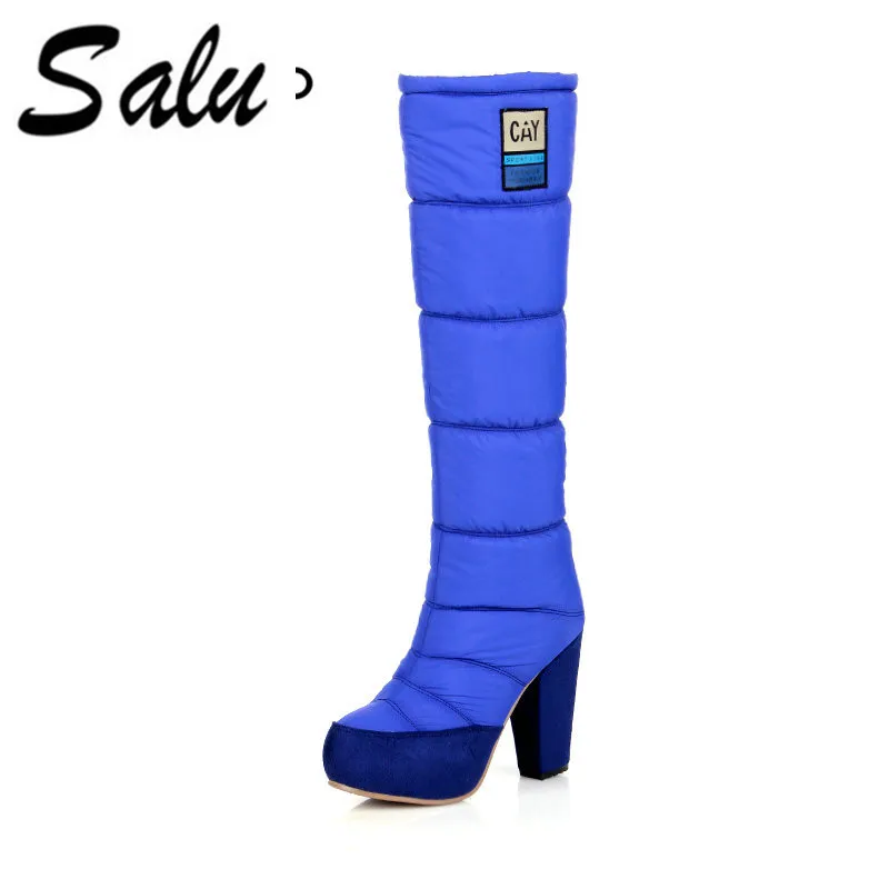 

Salu New arrival 2018 Snow boots women warm winter boots female footwear platform mid calf boots half shoes black blue