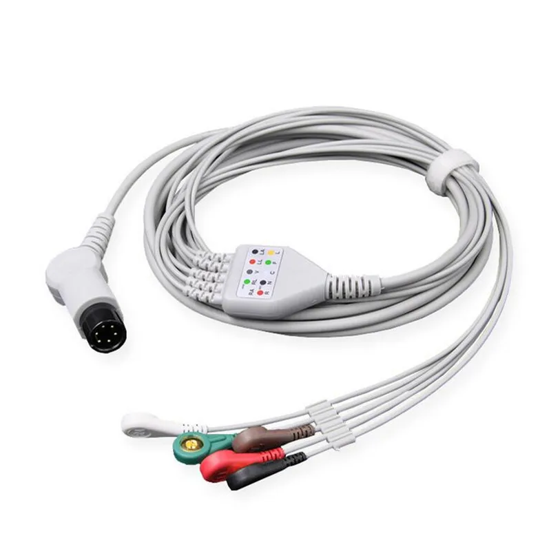 Mindray Goldway Edan 모니터용 ECG 리드 와이어, 환자 모니터 ECG 케이블, 스냅 엔드 TPU,AHA, 1 개, 5 개 리드, 무료 배송