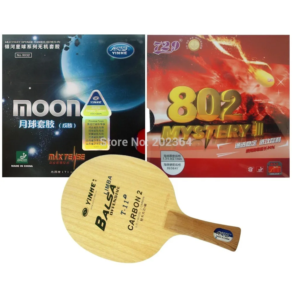 

Galaxy YINHE T-11+ Table Tennis Blade With Moon Factory Tuned and RITC 729 802 Mystery III Rubbers Long Shakehand FL