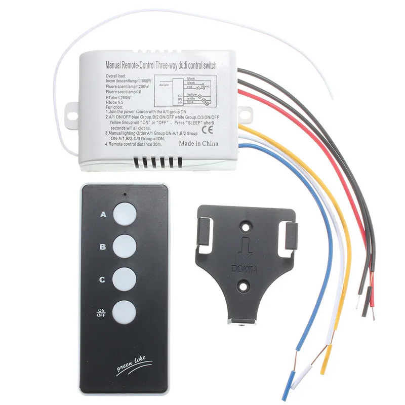 

220V Wireless ON/OFF 3 Way Lamp Light Remote Control Switch Receiver Transmitter Favorable