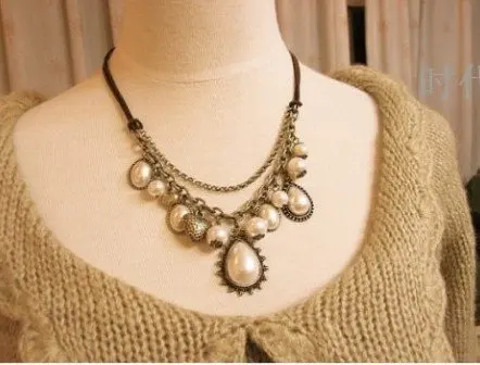 

Hot Selling Free Shipping Fashion Pearl Multi Pendant Necklace N117