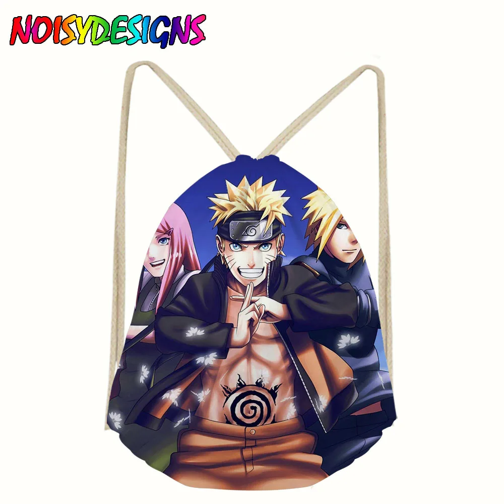 

Anime Naruto 3D Print Drawstring Bags Men Women Sack Bag Large String Backpack Junior Printing School Bag for girls Porte bag