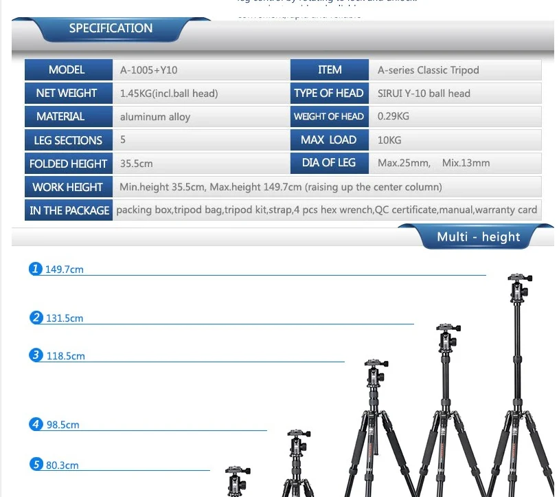 Sirui штатив ноги камера штатив монопод 3в1 комплект для SLR профессиональный штатив+ шаровая Головка+ быстросъемная пластина+ подарок A1005+ Y10