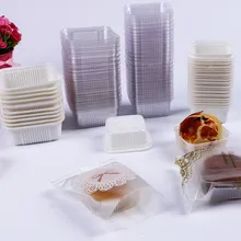 800 X прозрачный/белый квадрат Mooncake пластик лотки подарочные коробки Moon упаковка для тортов выпечки Материал Поставки