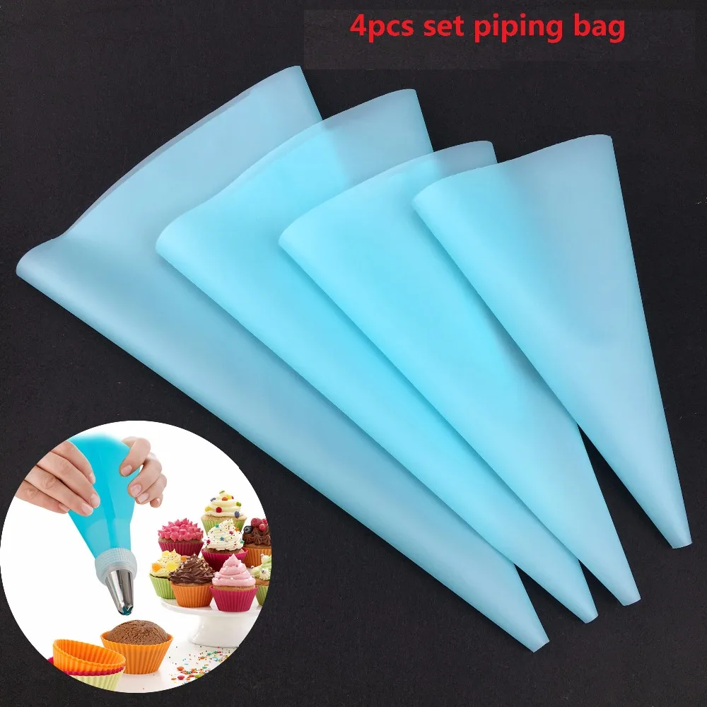 

Lecook Cake Decorating Tools Silicone Piping Bag Set Small Medium Large Large+ Size 4pcs Set Pastry Bag Decorating Bake Tools