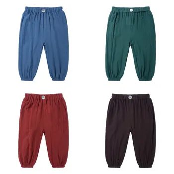 

Summer Breathable Kids Boys Pants Cotton Linen Solid Color Children Girl Leggings Thin section Toddler Girls Pants 0-7 Years