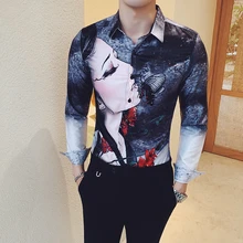 Осенняя мужская одежда Camisa Homem брендовые корейские модные рубашки с длинными рукавами и принтом для девочек мужские повседневные рубашки для работы M-3XL
