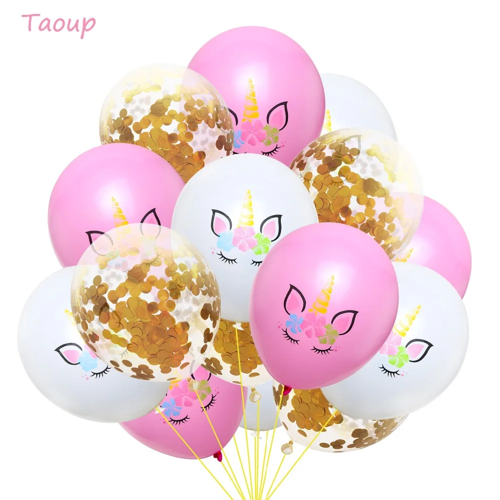 Taoup 12 дюймов Единорог шары латексные шары конфетти с днем рождения детей воздушные фигурки Единорог вечерние единороги
