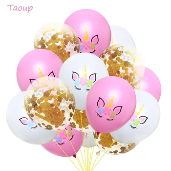 

Taoup 12inch Unicorn Balloons Latex Balloons Confetti Happy Children's Birthday Balloons Air Figures Unicorn Party Unicornio