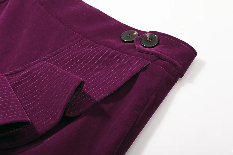 Ellacey/осенне-зимняя женская юбка-бутон, черная фуксия, Бархатная мини-юбка с оборками, винтажная фланелевая юбка с волнистыми пуговицами
