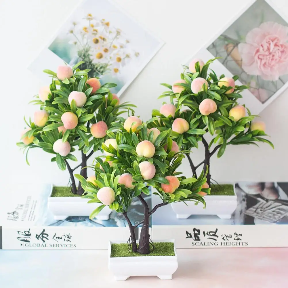 

artificial flowers 1Pc Artificial Flower Peach Tree Bonsai Home Office Garden Desktop Party Decor