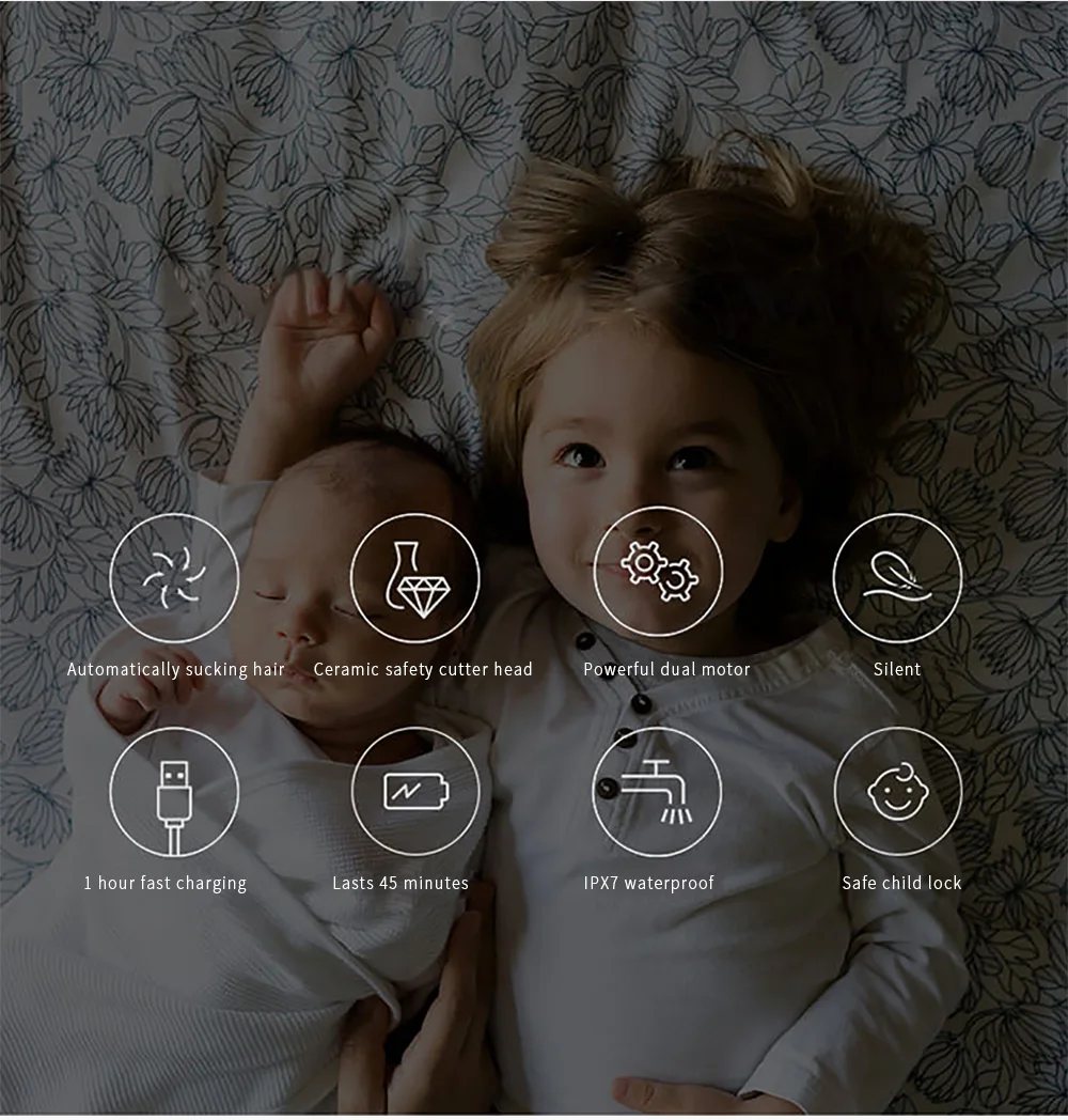 Xiaomi Youpin SMATE USB Детский водонепроницаемый триммер для стрижки волос Электрический триммер для волос перезаряжаемый детский ультра-тихий триммер для волос