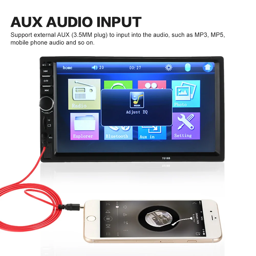 imágenes para 7 pulgadas Universal 2 Din HD Bluetooth Radio FM Estéreo Del Coche Reproductor MP5 Con Pantalla Táctil USB/TF Aux de Entrada con HD de Visión Trasera cámara imágenes para 7 pulgadas Universal 2 Din HD Bluetooth Radio FM Estéreo Del Coche Reproductor MP5 Con Pantalla Táctil USB/TF Aux de Entrada con HD de Visión Trasera cámara