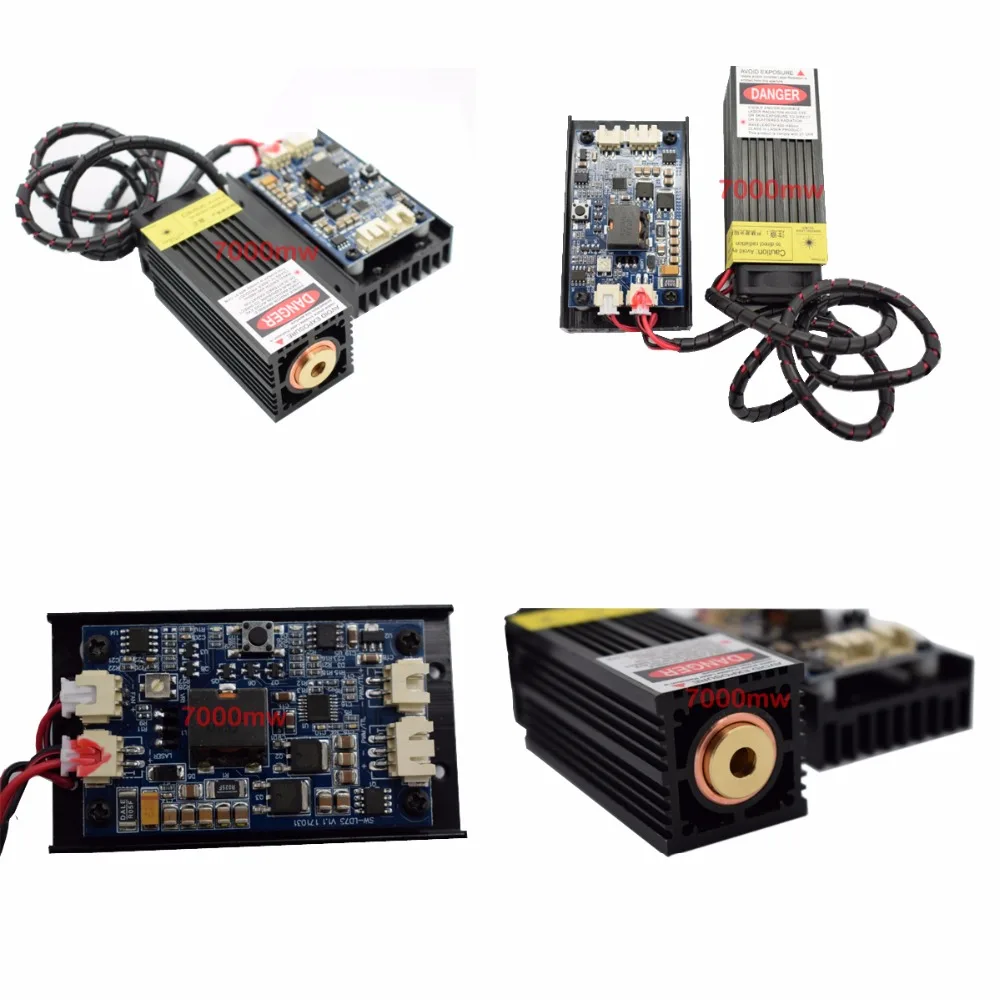 500/2500/5500/7000 МВт 405/445NM фокусировки синий фиолетовый лазерный модуль гравировка лазерная трубка диод ttl управления pmw+ изумленный взгляд