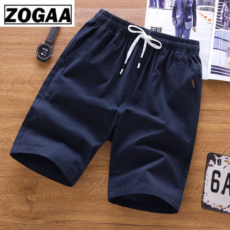 

ZOGGA Solid Causal Mid Waist Male Knee Length Pants 100% High-grade Cotton Harajuku Men Pant with Drawstring No Fade/pilling