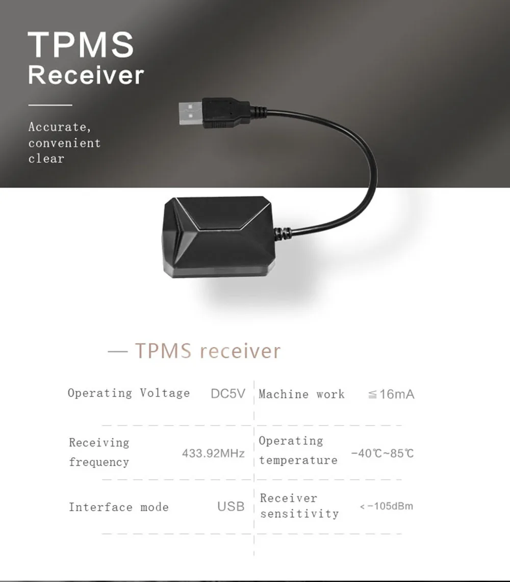 433,92 МГц система контроля давления в шинах USB TPMS сигнализация давления в шинах с 4 внутренними датчиками для Android DVD плеера