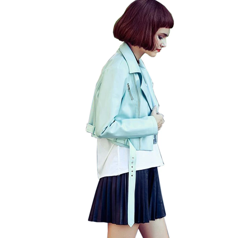 Femmes Rivet 2017 Épaulette Automne Blue Fermeture Survêtement Dames Harajuku Cuir En Veste Pu Éclair Manteau Femelle Moto Wq344 p5Urg5q