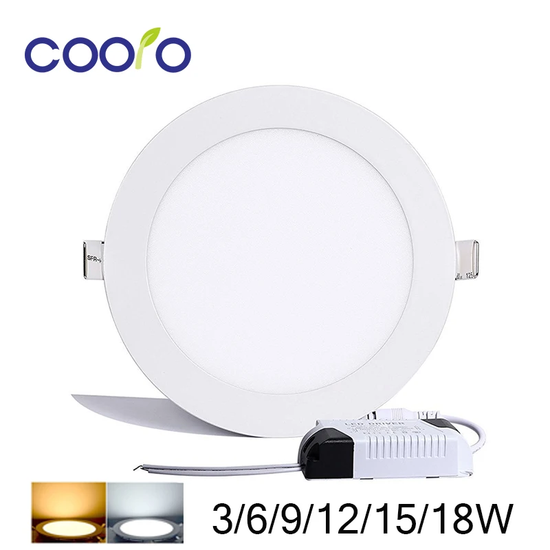 

HOT SALE AC85-265V LED Panel Light 3W 6W 9W 12W 15W 18W LED ceiling Light Round Ultra thin LED downlight,free shipping